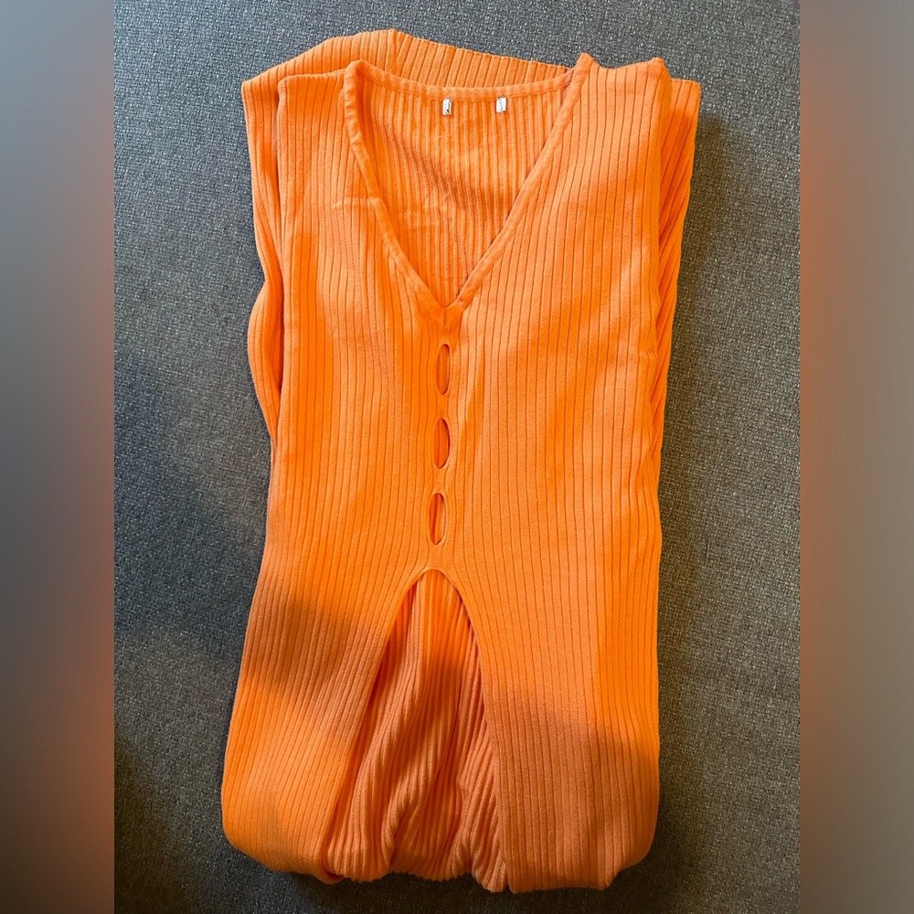 Comfy And Chic Sweater Maxi Top - Orange - Picture 3 of 3